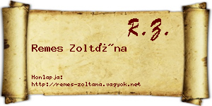 Remes Zoltána névjegykártya